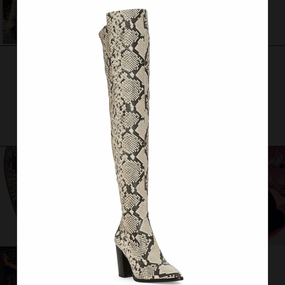 Vince Camuto Snake Print Over-the-Knee Heel Boots